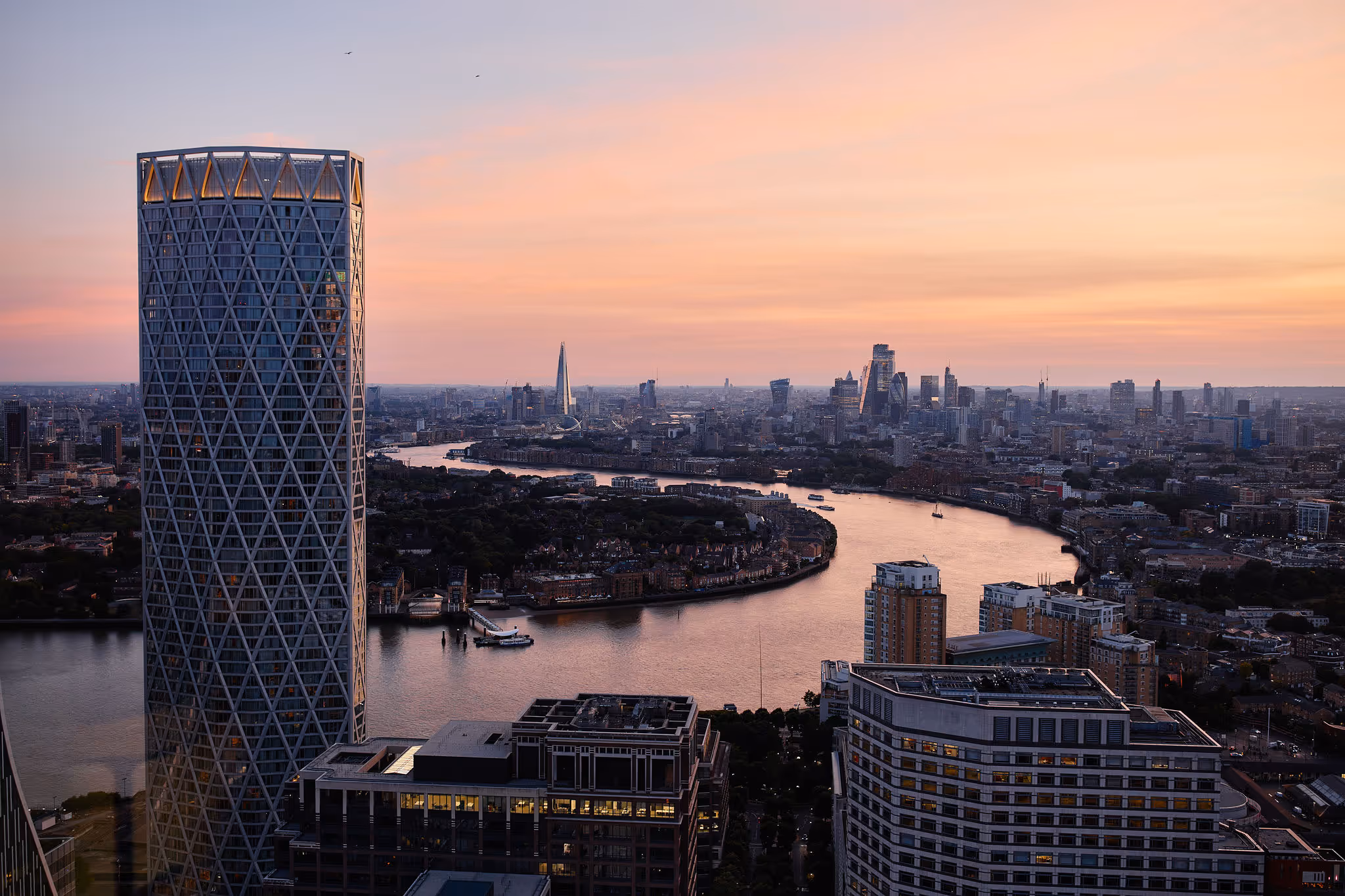 Canary Wharf at dusk from Level39
